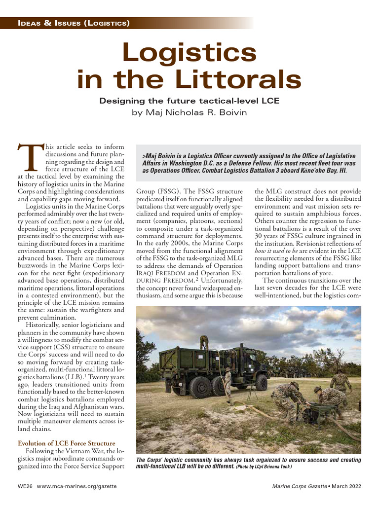 Future Logistics in Marine Corps LCE | PDF | United States Marine Corps ...