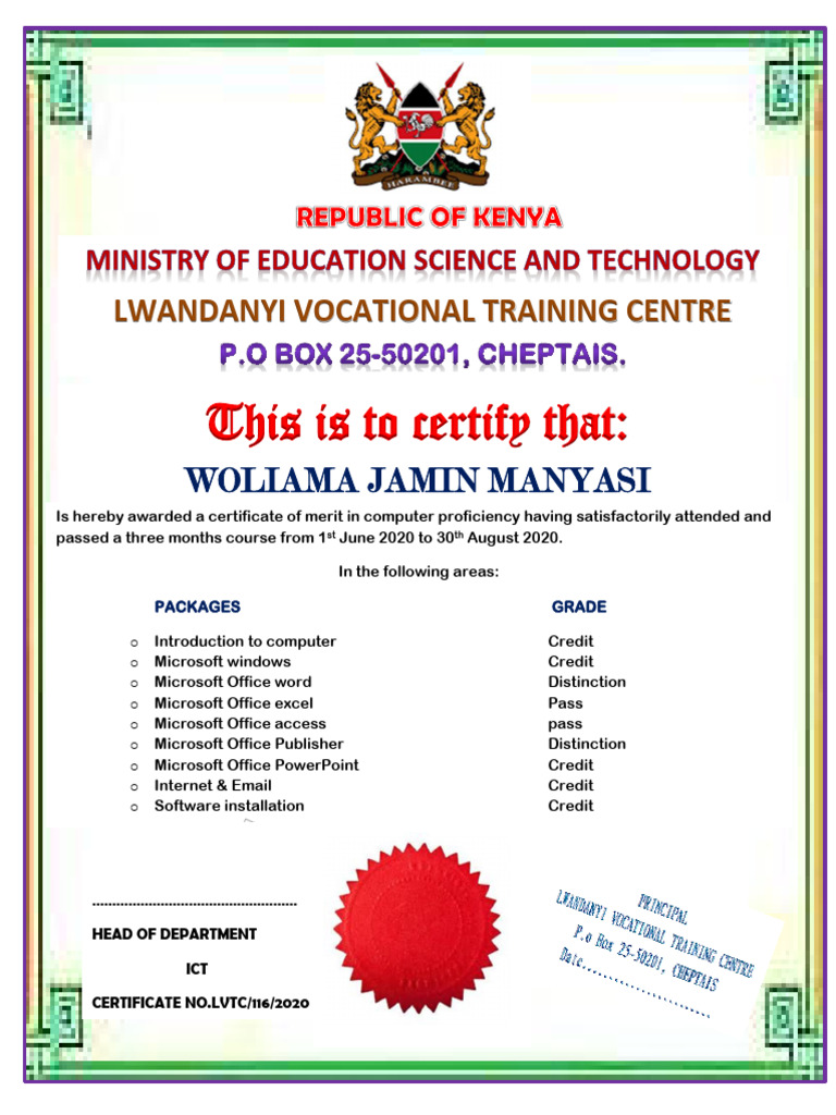 Computer Certificate | PDF