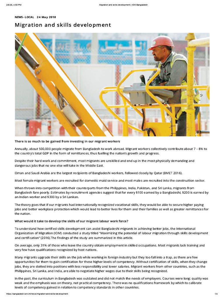 Enhancing Skills for Bangladeshi Migrants | PDF | Migrant Worker ...