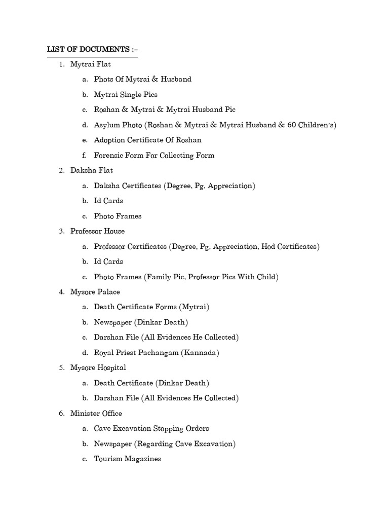 Comprehensive Document Inventory List | PDF