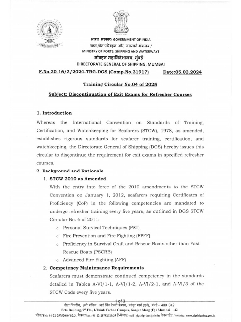 DGS Training Circular 04 of 2025 | PDF