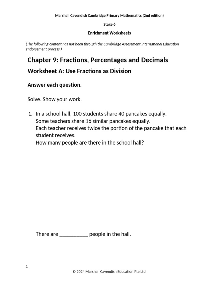 Grade 6 Math: Fractions & Percentages Worksheets | PDF | Numbers ...