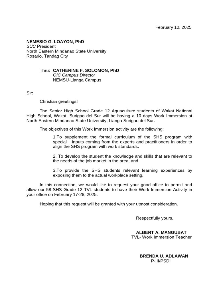 Work Immersion Agreement for SHS Students | PDF | Employment | Learning
