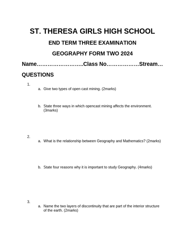 FORM 2 GEO QS | PDF | Forests | Weather