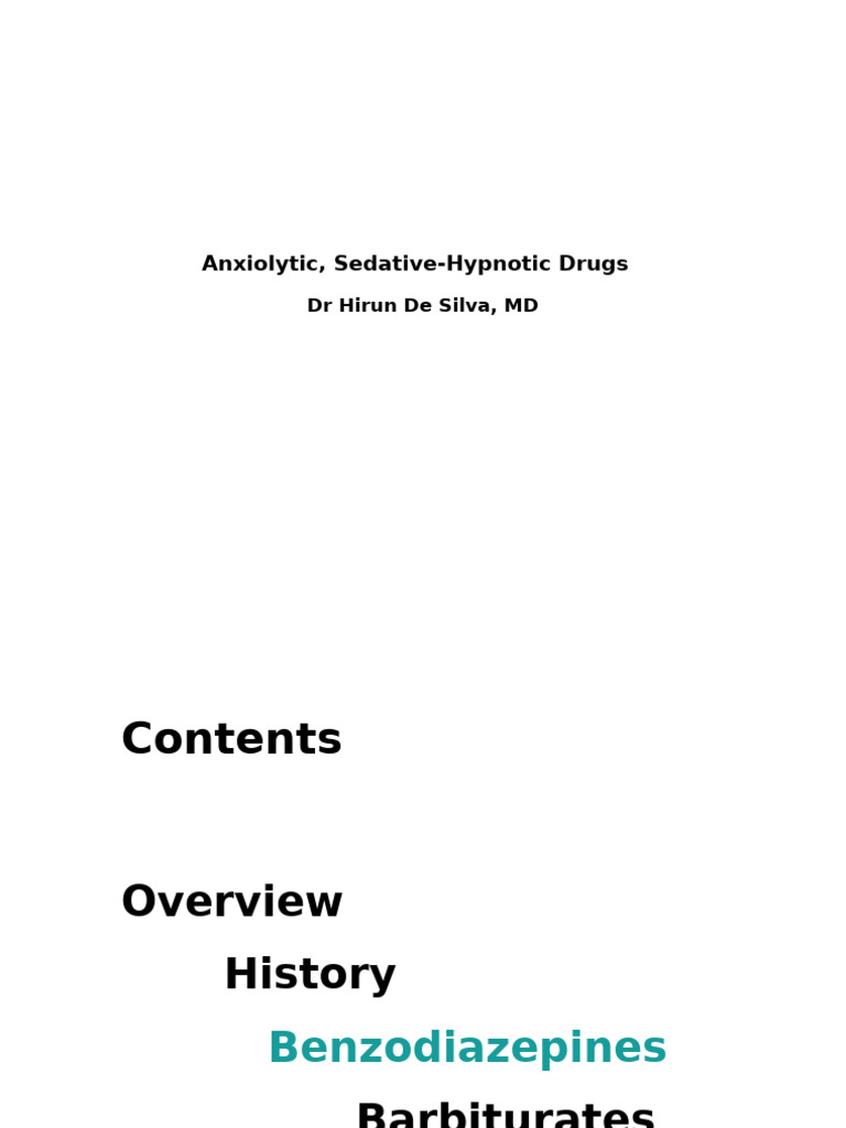 Anxiolytic and Sedative Drug Guide | PDF | Benzodiazepine | Antidepressant