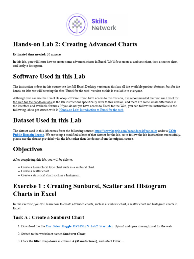 W2a. Hands-On Lab - Creating Advance Charts | PDF | Microsoft Excel ...