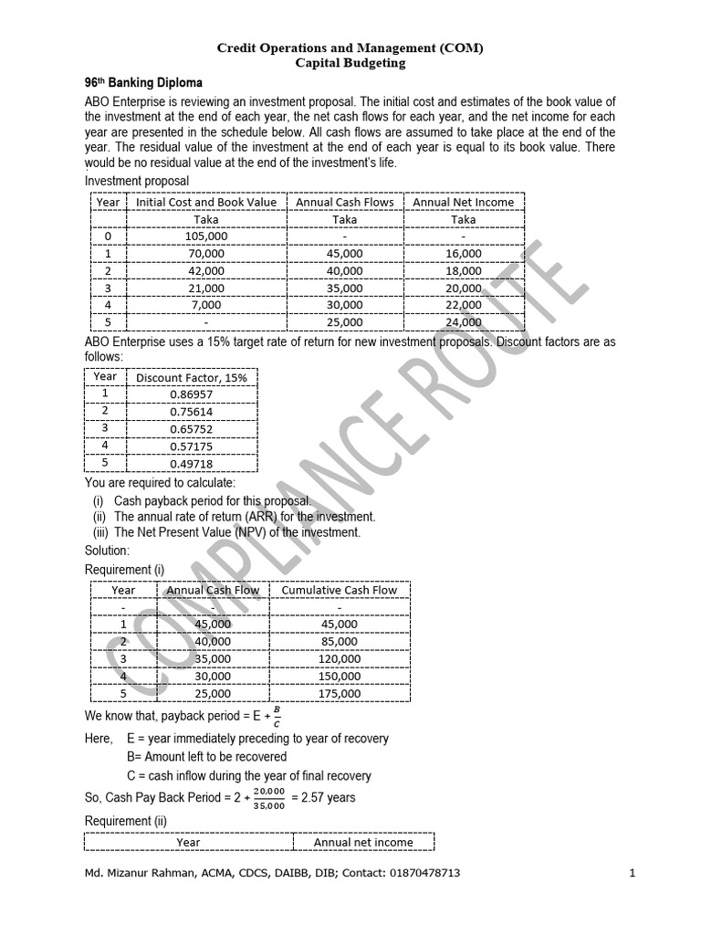 Capital Budgeting Analysis for Investments | PDF | Net Present Value ...