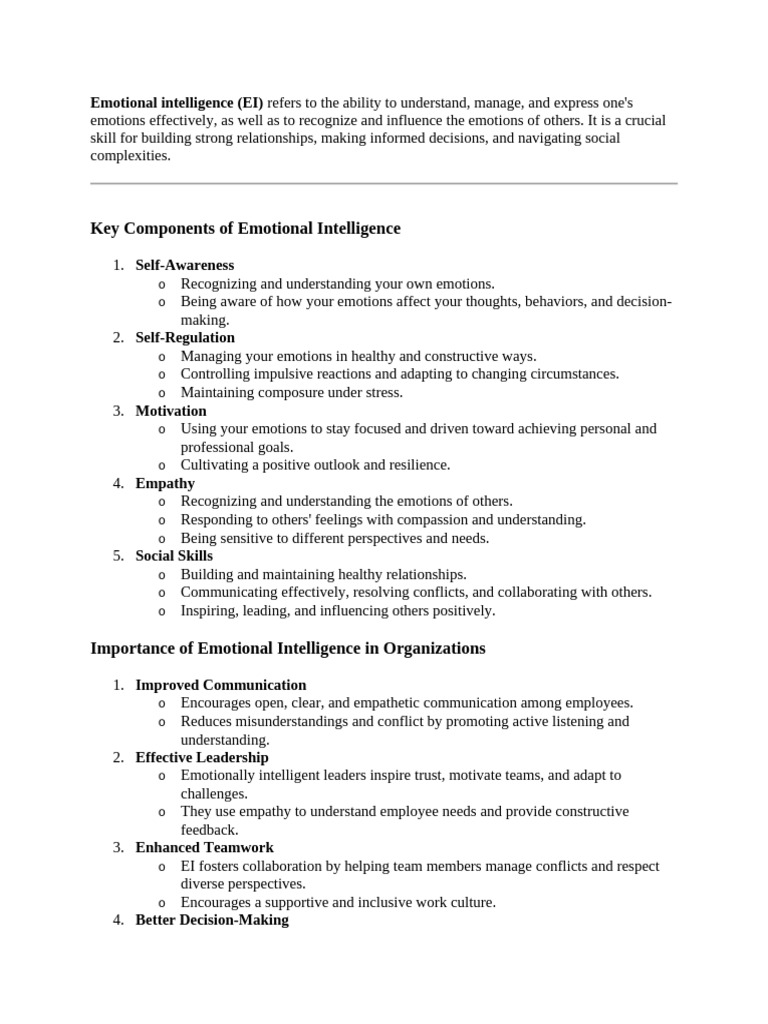 Understanding Emotional Intelligence in Workplaces | PDF | Emotional ...