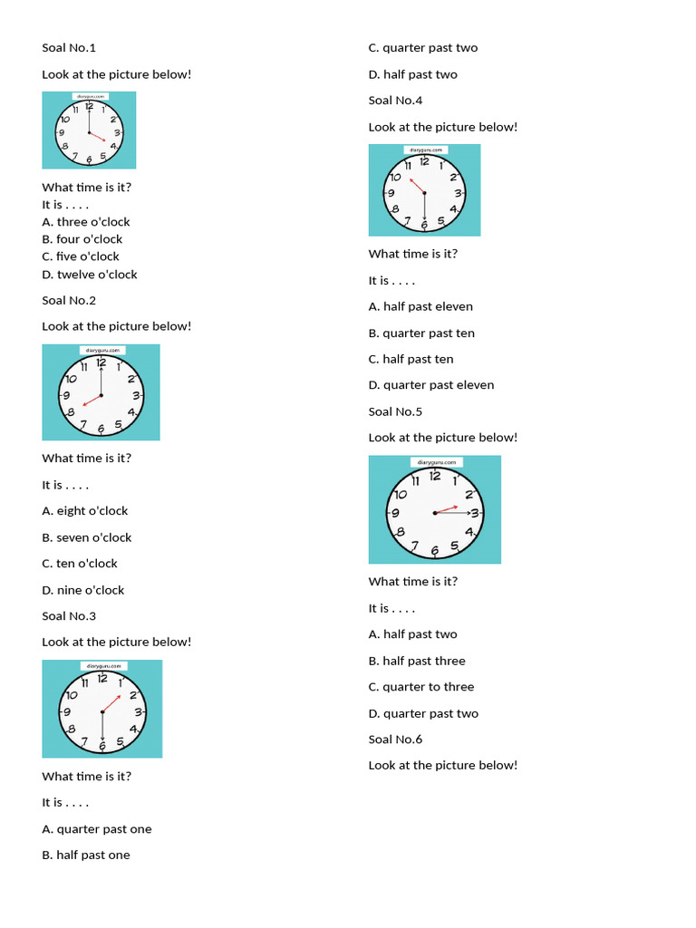 Time-Related Quiz Questions | PDF