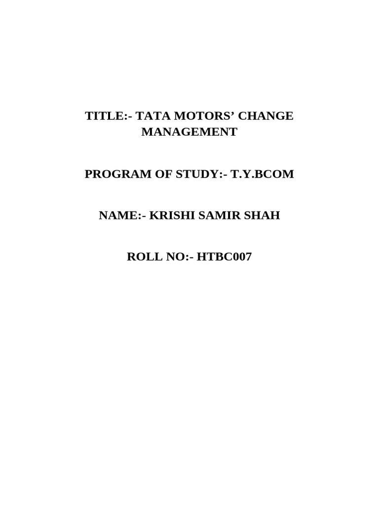 Tata Motors Change Management Strategies | PDF | Electric Vehicle ...