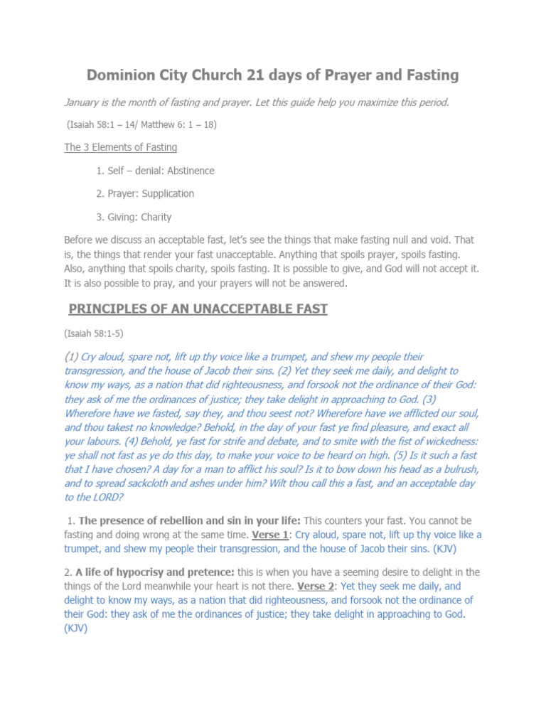21 Days of Prayer and Fasting Guide | PDF | Thou | Prayer