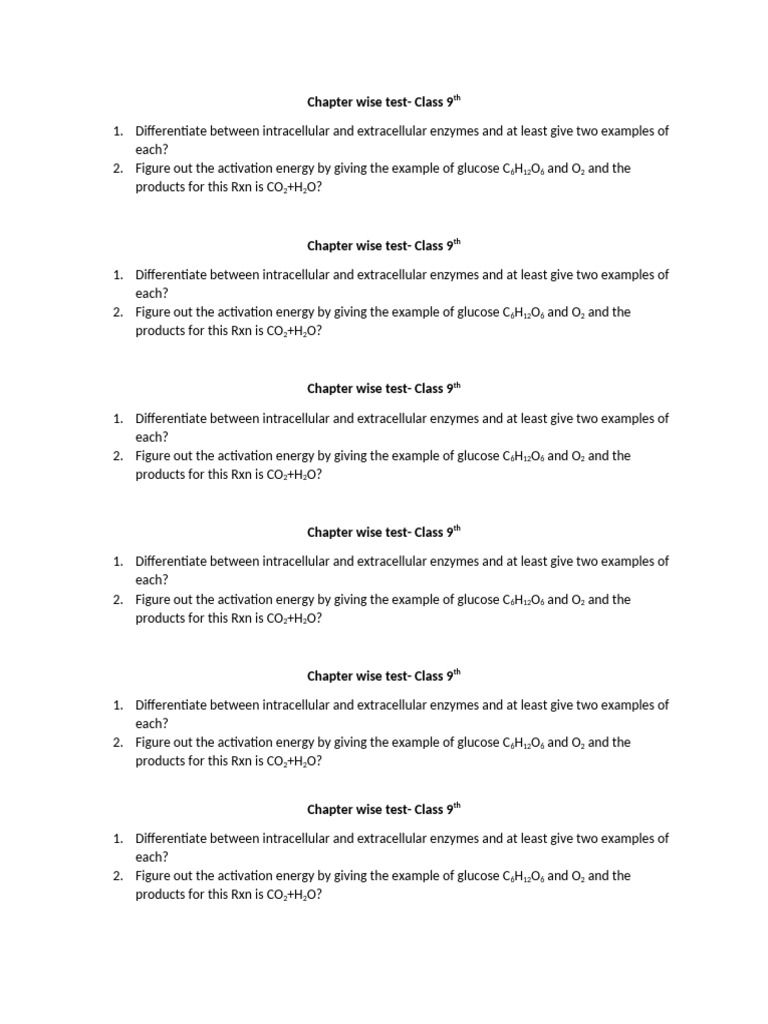 Chapter Wise Test | PDF