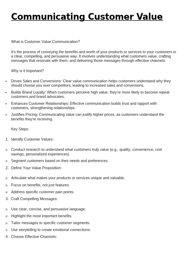 Effective Customer Value Communication | PDF | Mass Media | Strategic ...