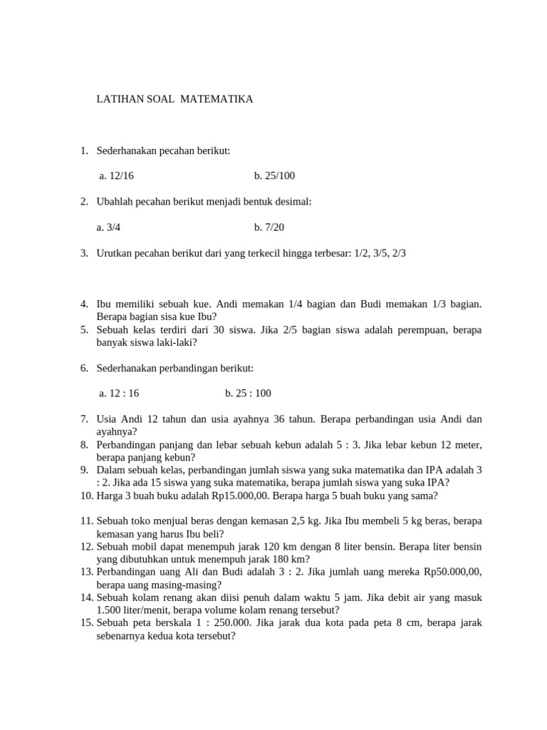 Latihan Soal Matematika Dasar Pdf