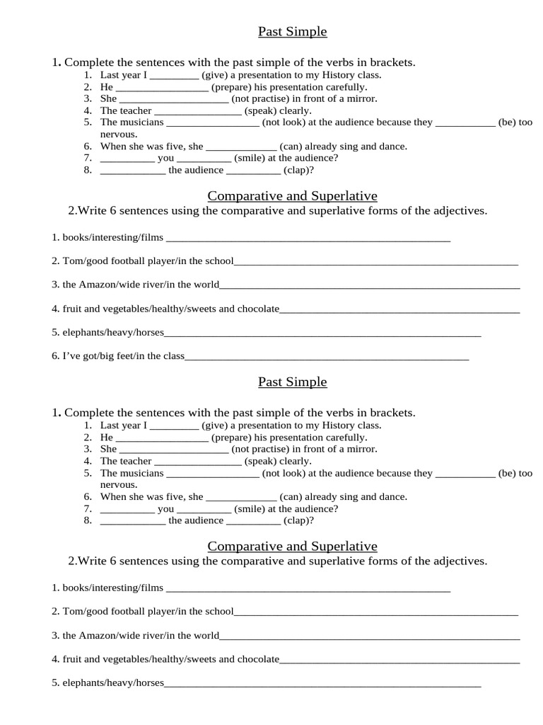 6 GRADE PAST SIMPLE | PDF | Adjective | Linguistic Morphology