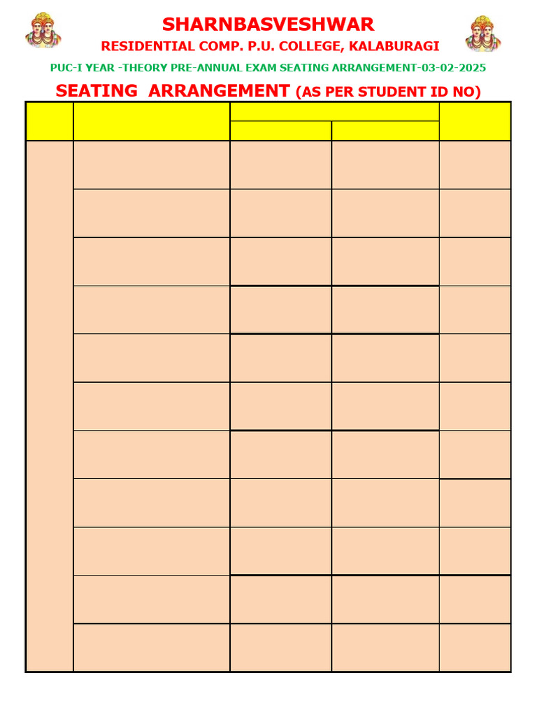 PUC-I Exam Seating Plan 2025 | PDF