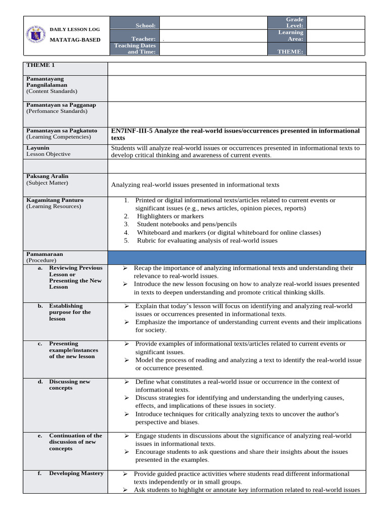 Analyzing Real-World Issues in Texts | PDF | Critical Thinking | Learning