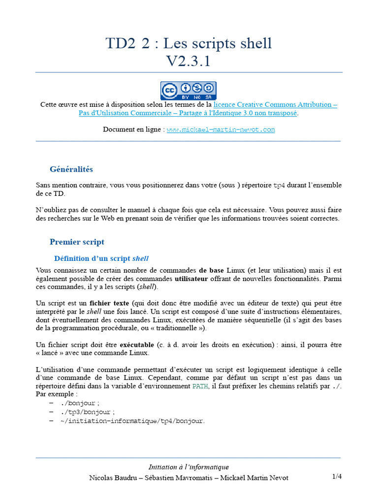 Introduction aux scripts shell Linux | PDF | Paramètre (Programmation ...