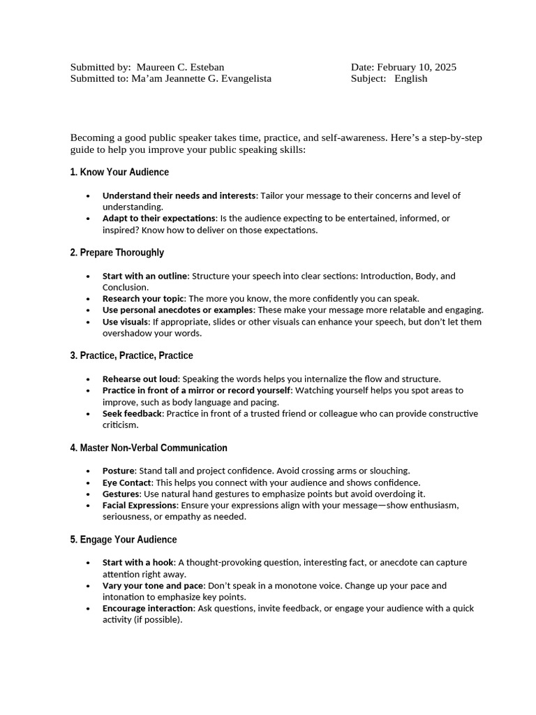 Public Speaking Skills Improvement Guide | PDF | Ten Commandments ...