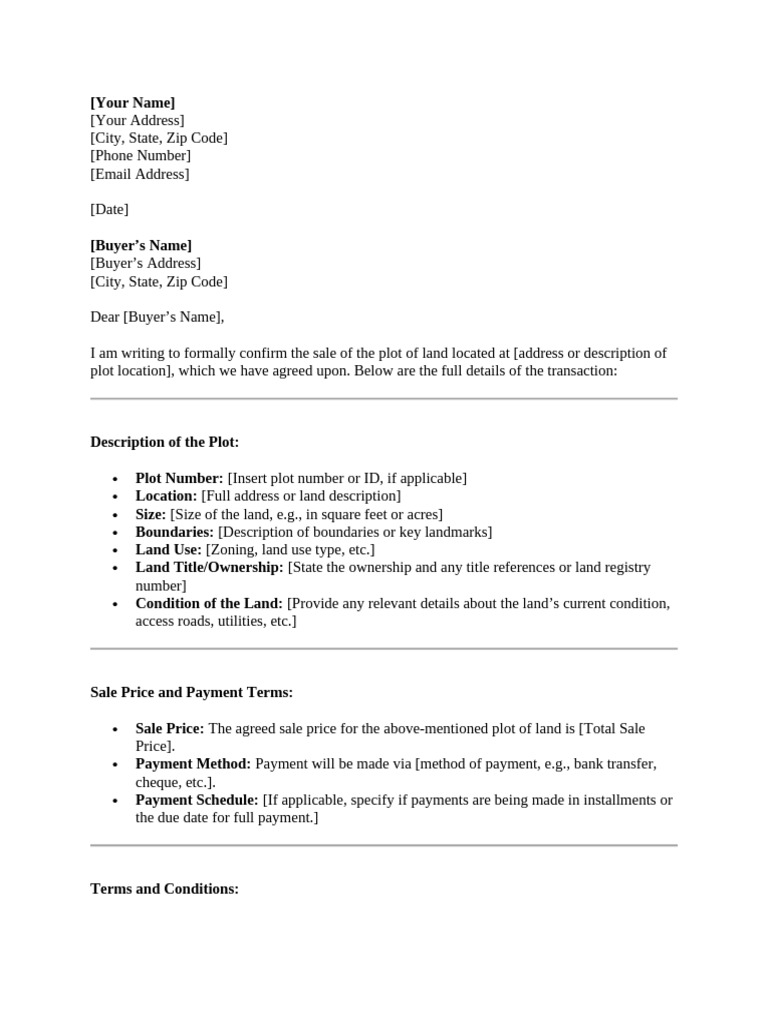 Plot Sale Agreement Template | PDF