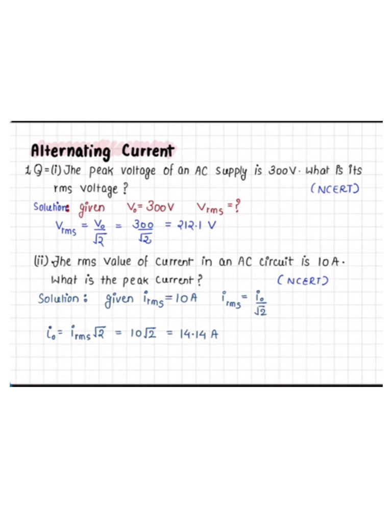 Alternating Current - Diamond Questions | PDF
