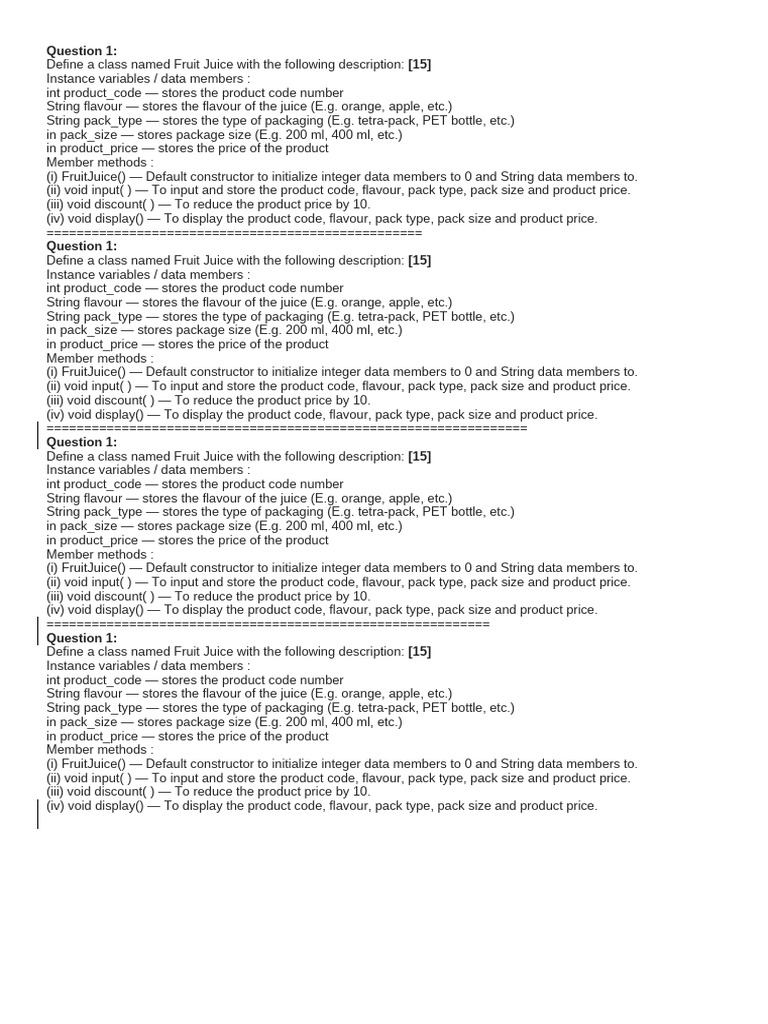 Practical 1 Class 11 2022 June | PDF | Data Type | Constructor (Object ...