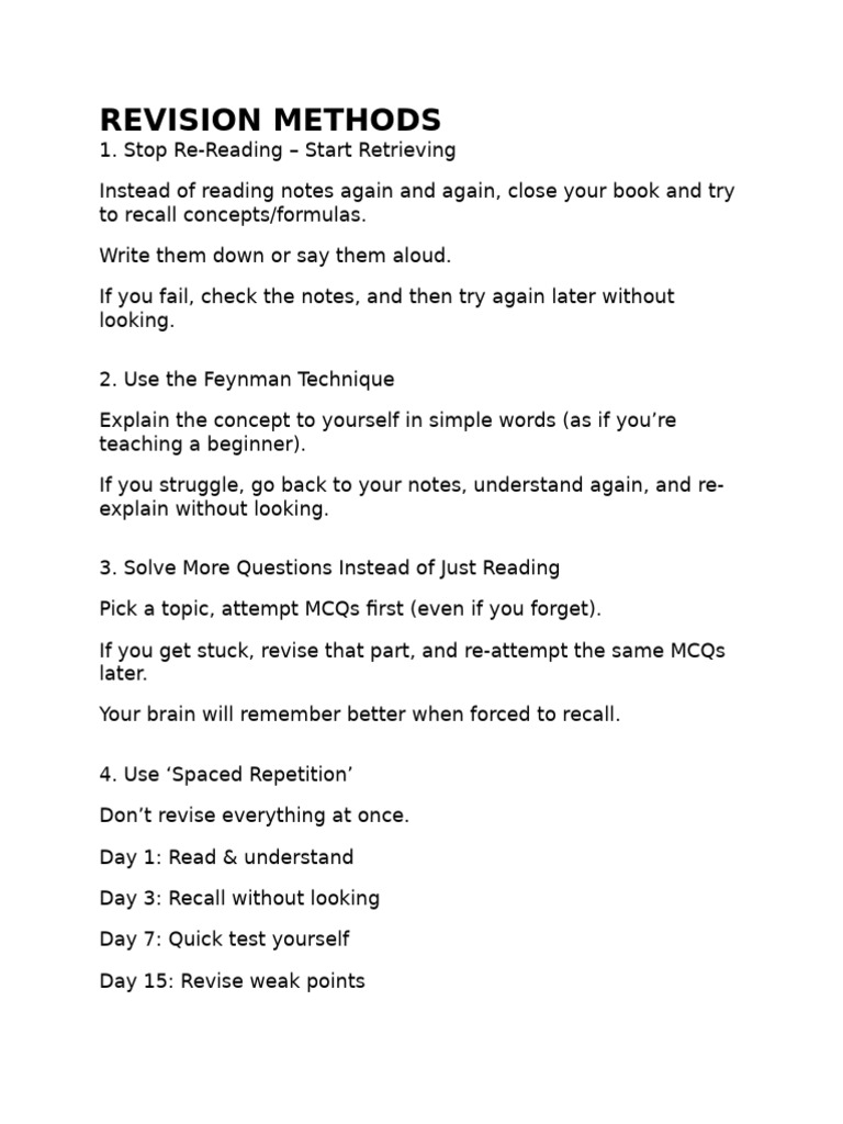 Revision Methods | PDF