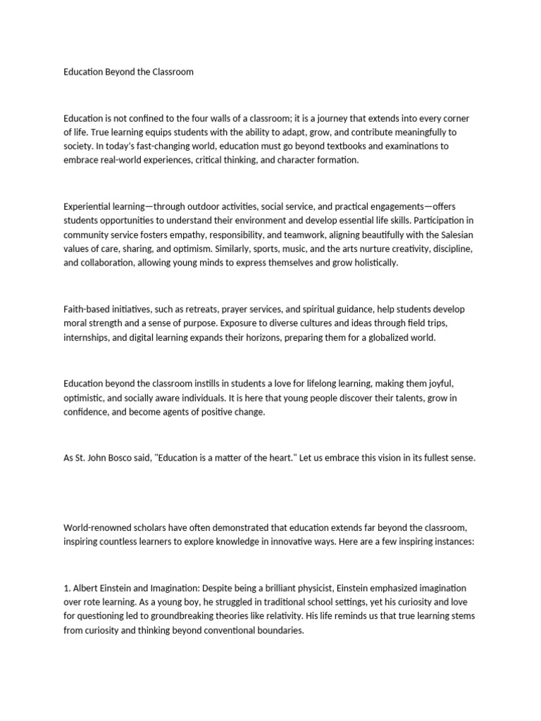 Holistic Education Beyond the Classroom | PDF | Learning | Critical ...
