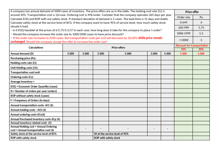 EOQ and ROP Calculation for Inventory Management | PDF | Economies ...