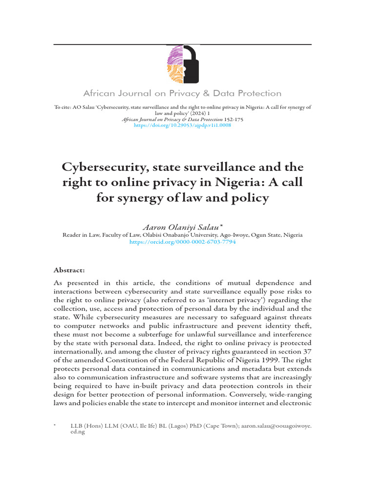 Data Journal Volume 1 Salau | PDF | Privacy | Computer Security