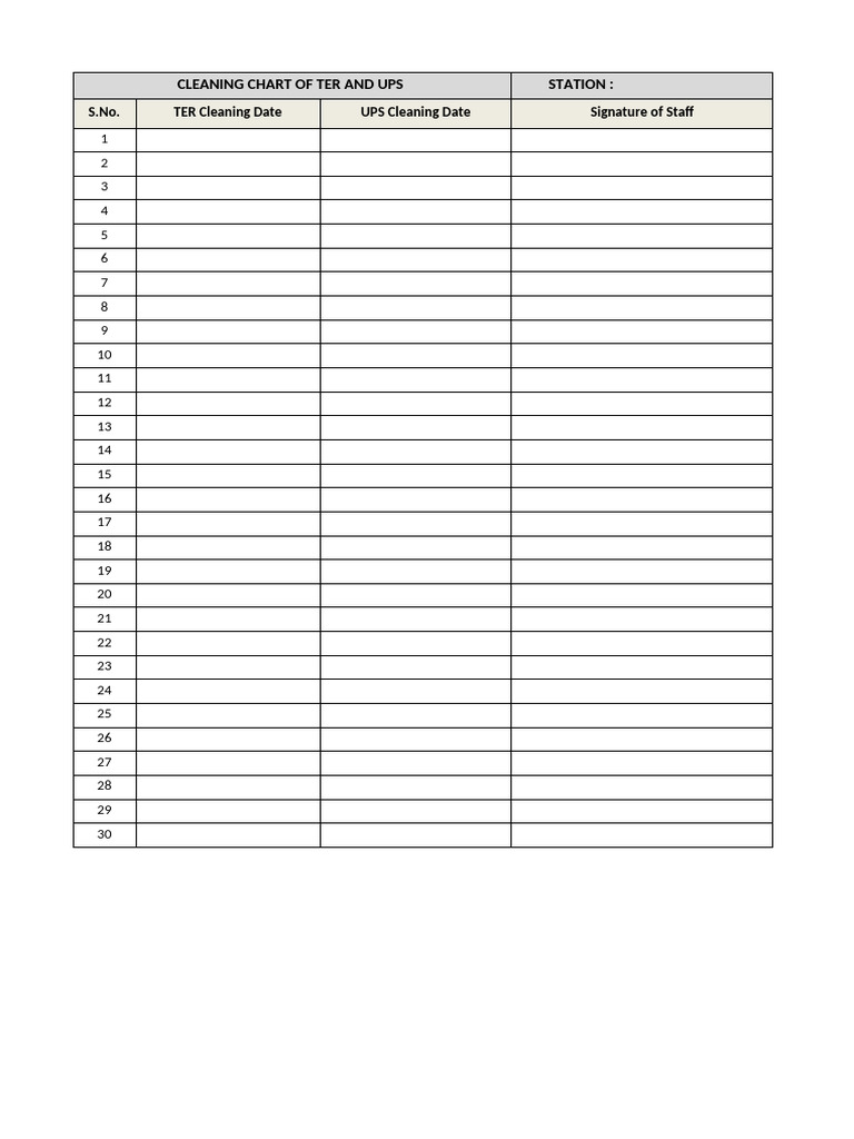 Cleaning Chart PDF