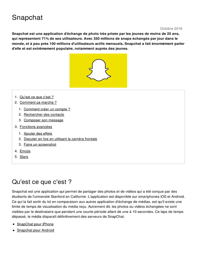 Guide complet sur Snapchat en 2016 | PDF | Snapchat | Android (Système ...