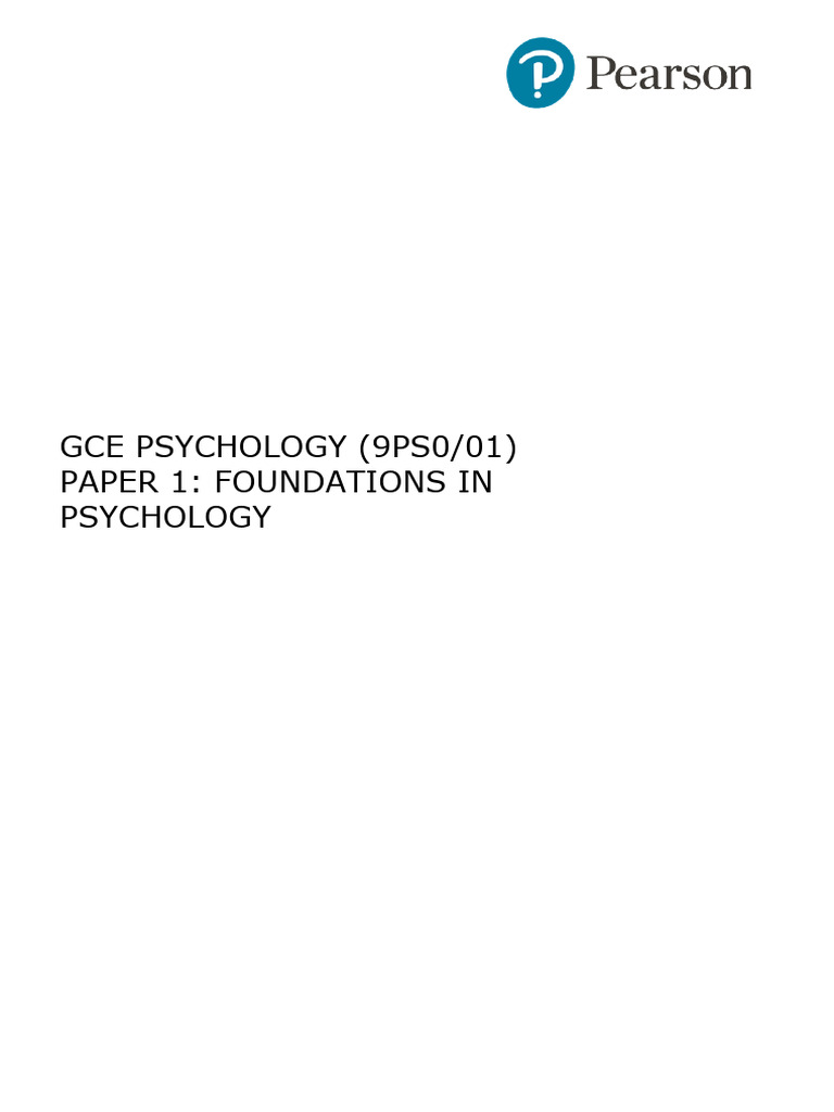 June 2017 MS - Paper 1 Edexcel Psychology A-Level | PDF | Cognition ...