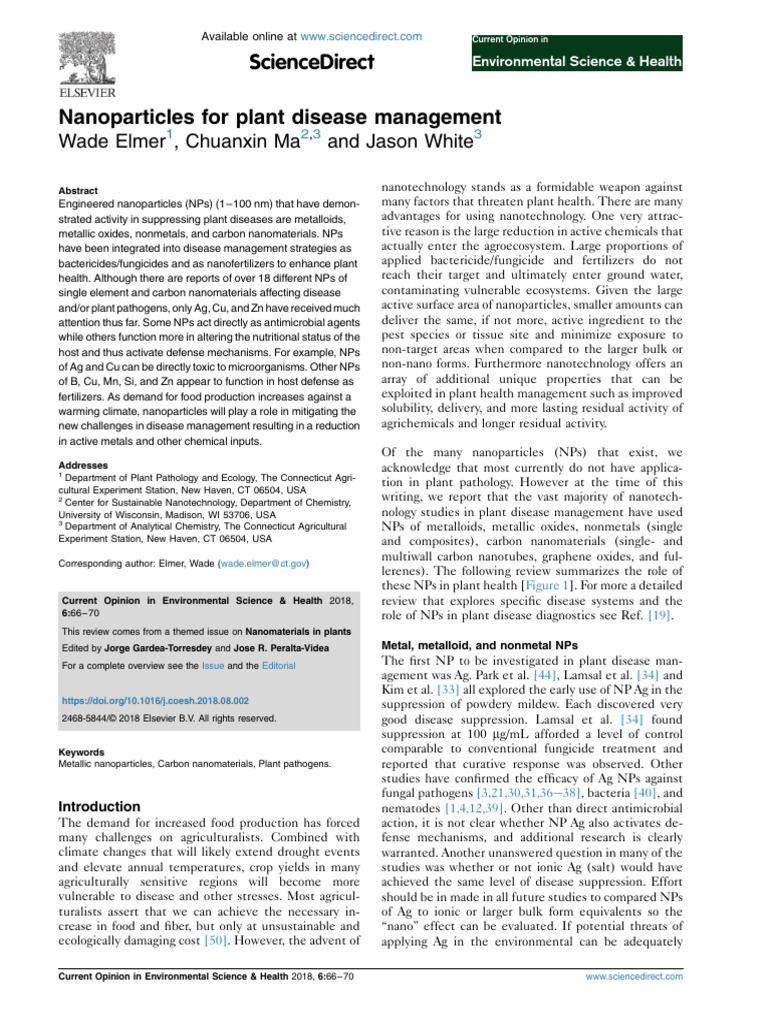 Nanoparticles in Plant Disease Management | PDF | Nanotechnology ...
