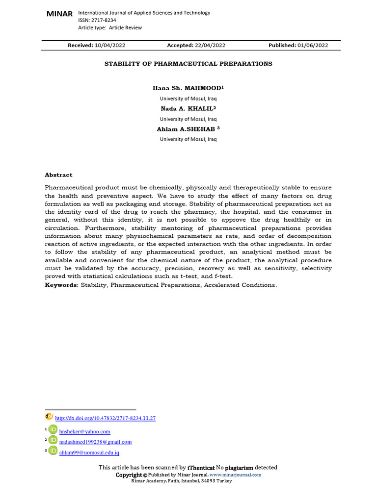 Stability Of Pharmaceutical Preparations Pdf Pharmaceutical