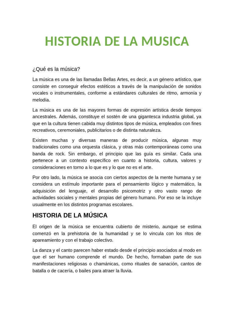 Historia de La Musica | PDF | Sonido | Instrumentos musicales
