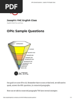 OPIC Speaking Test Sample Questions | PDF | Experience