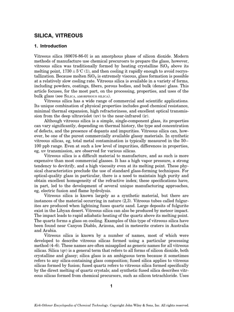 Silica Vitreous | PDF | Silicon Dioxide | Glasses
