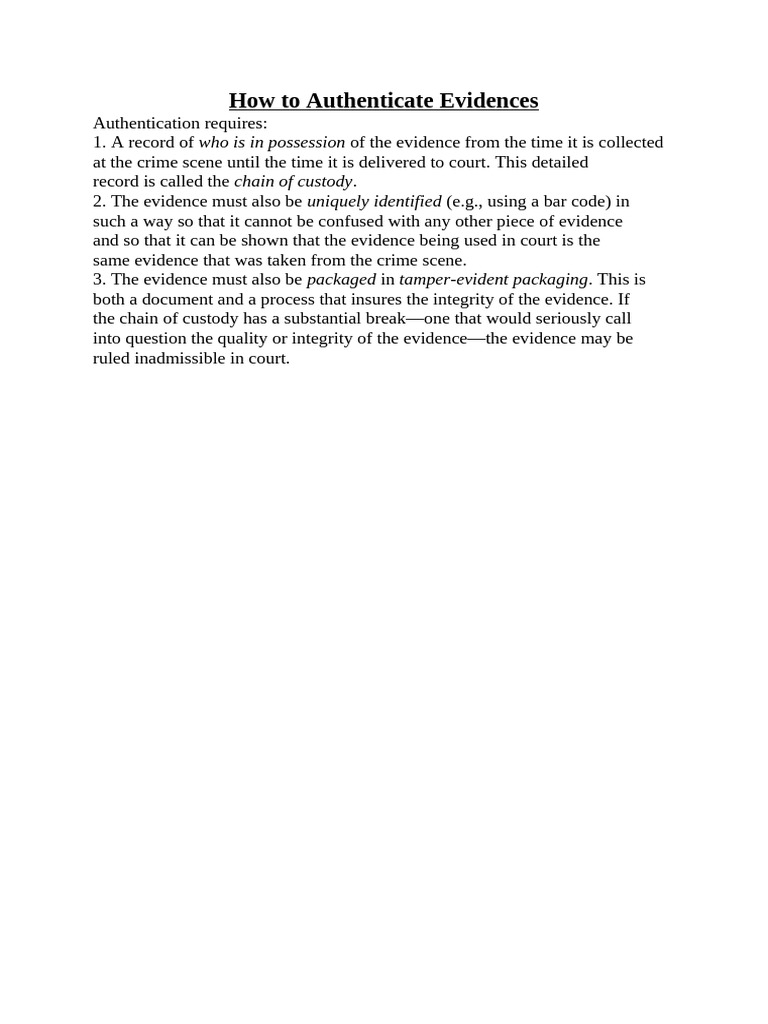 How To Authenticate Evidences | PDF