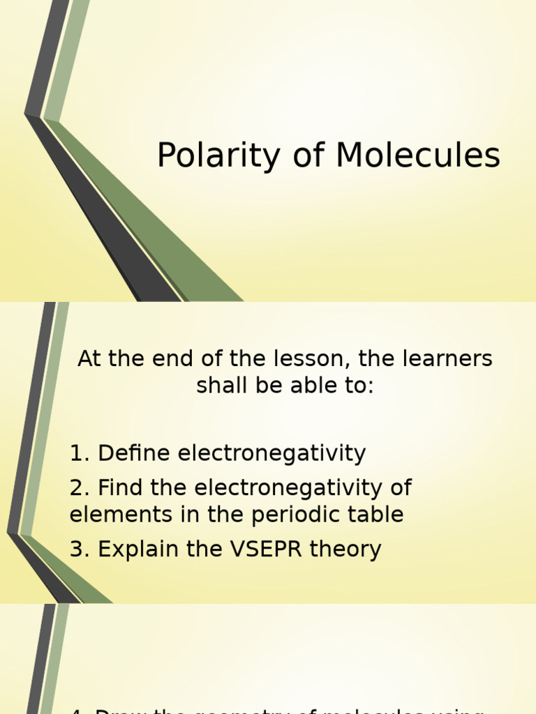 Polarity of Molecules - Edited | PDF | Chemical Polarity | Chemical Bond