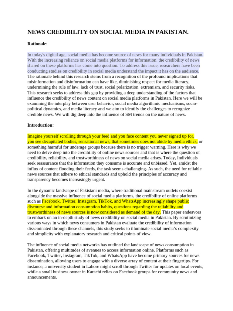 News Credibility on Social Media in Pakistan | PDF | Social Media ...