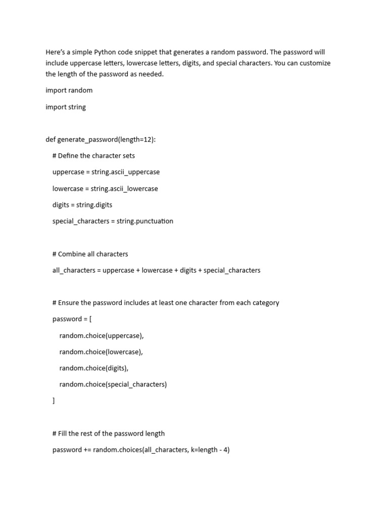 Generate Strong Random Passwords in Python | PDF
