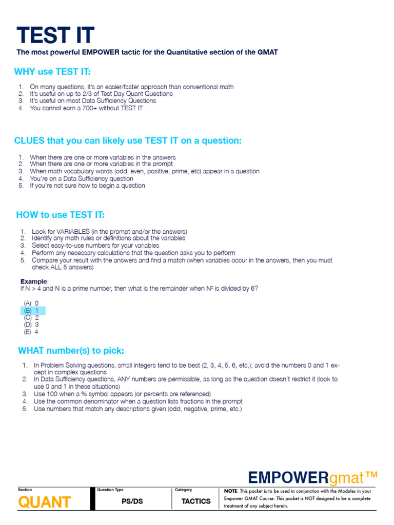 EMPOWERgmat Quant Tactical e-Booklet | PDF | Graduate Management ...