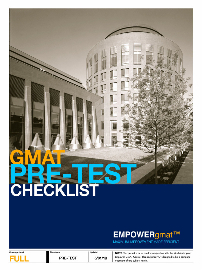 GMAT Pre-Test Checklist and Tips | PDF | Tests