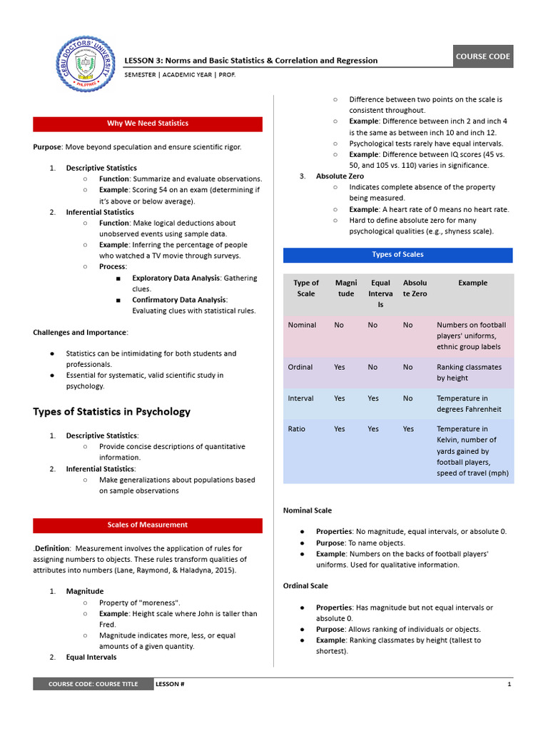 Statistics in Psychology: Basics & Types | PDF | Level Of Measurement ...