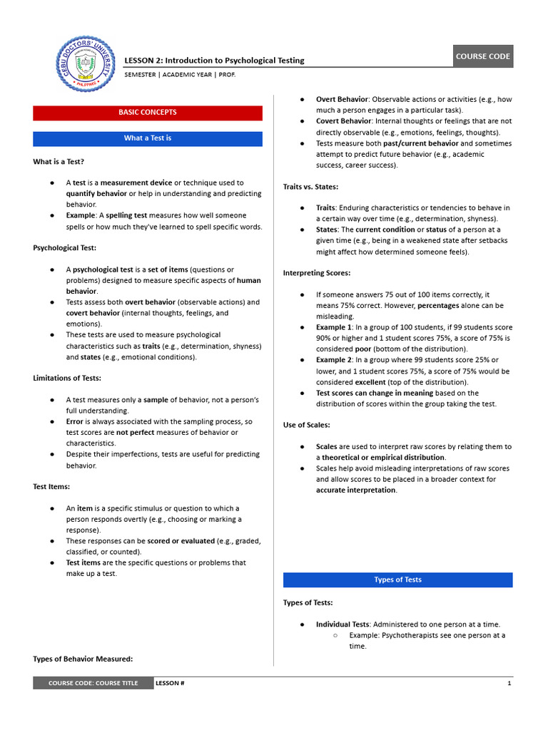 PSYCH ASSESS CHAPTER 2 - Introduction To Psychological Testing | PDF ...