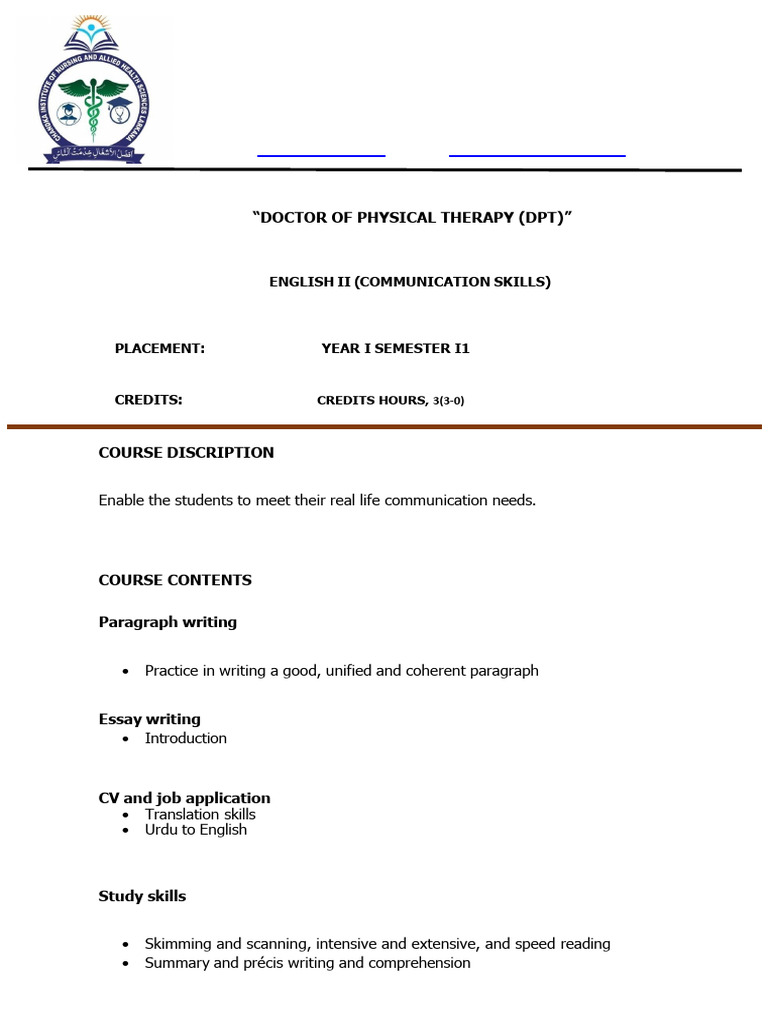 DPT Communication Skills Course | PDF