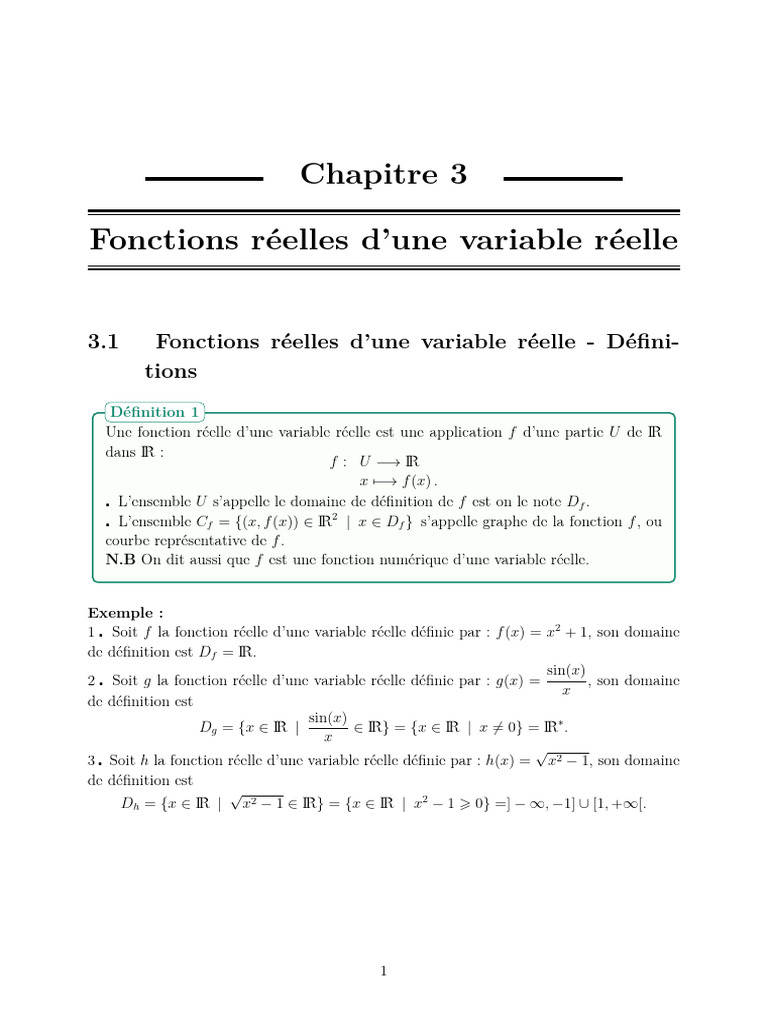 Fonctions réelles : définitions et propriétés | PDF | Limite ...
