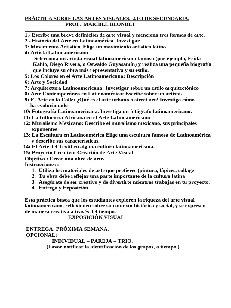 Práctica de Artes Visuales en Secundaria | PDF