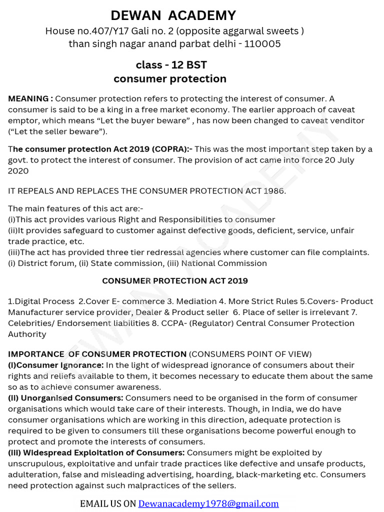 Understanding Consumer Protection Act 2019 | PDF | Goods | Business